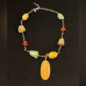 Silpada Sterling Silver Golden Crystal, Turquoise,Camel Jasper and Amber pendant